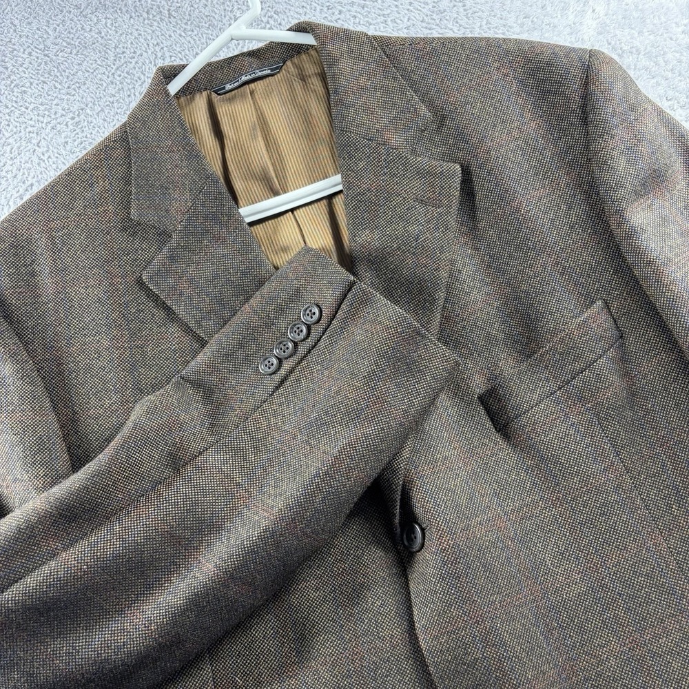 Lord Taylor Blazer Mens 44R Tweed Wool Brown Heavyweight‎ Canada Italy